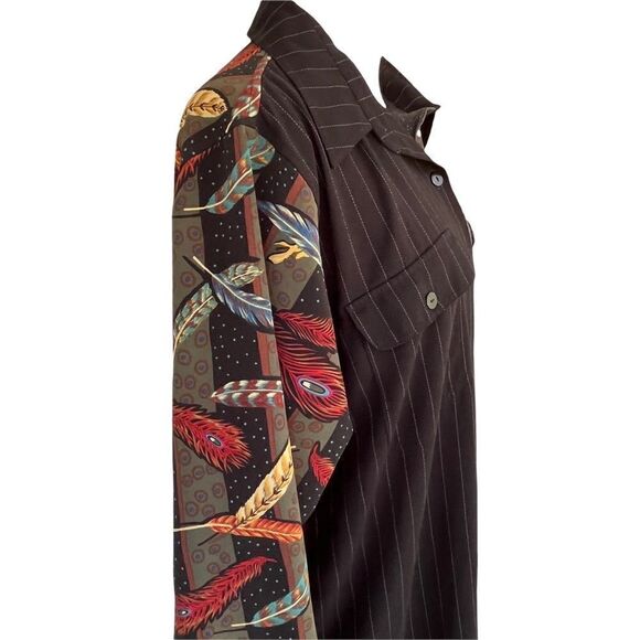 Koos Of Course Mixed Media Art To Wear Feather Blouse L - Picture 4 of 9